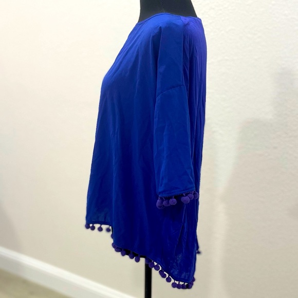 French Connection • Simple Classic Crepe Light Polly Top Clement Blue - Picture 3 of 9